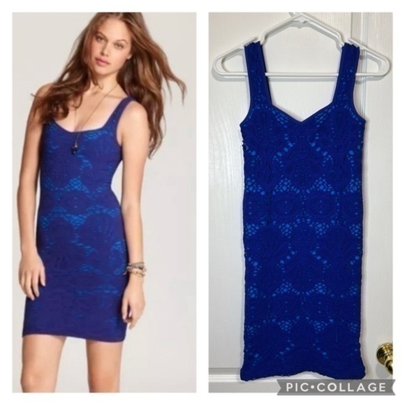 Free People Dresses & Skirts - Free People Blue Lace Mini Dress